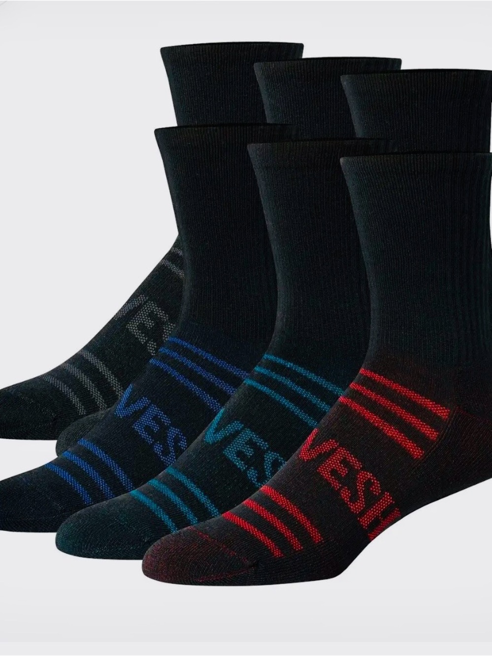 🆕 Hanes Moves Breathable Mesh Men's Mid-Crew Socks, Shoe Sizes 6-12, 6-Pairs
